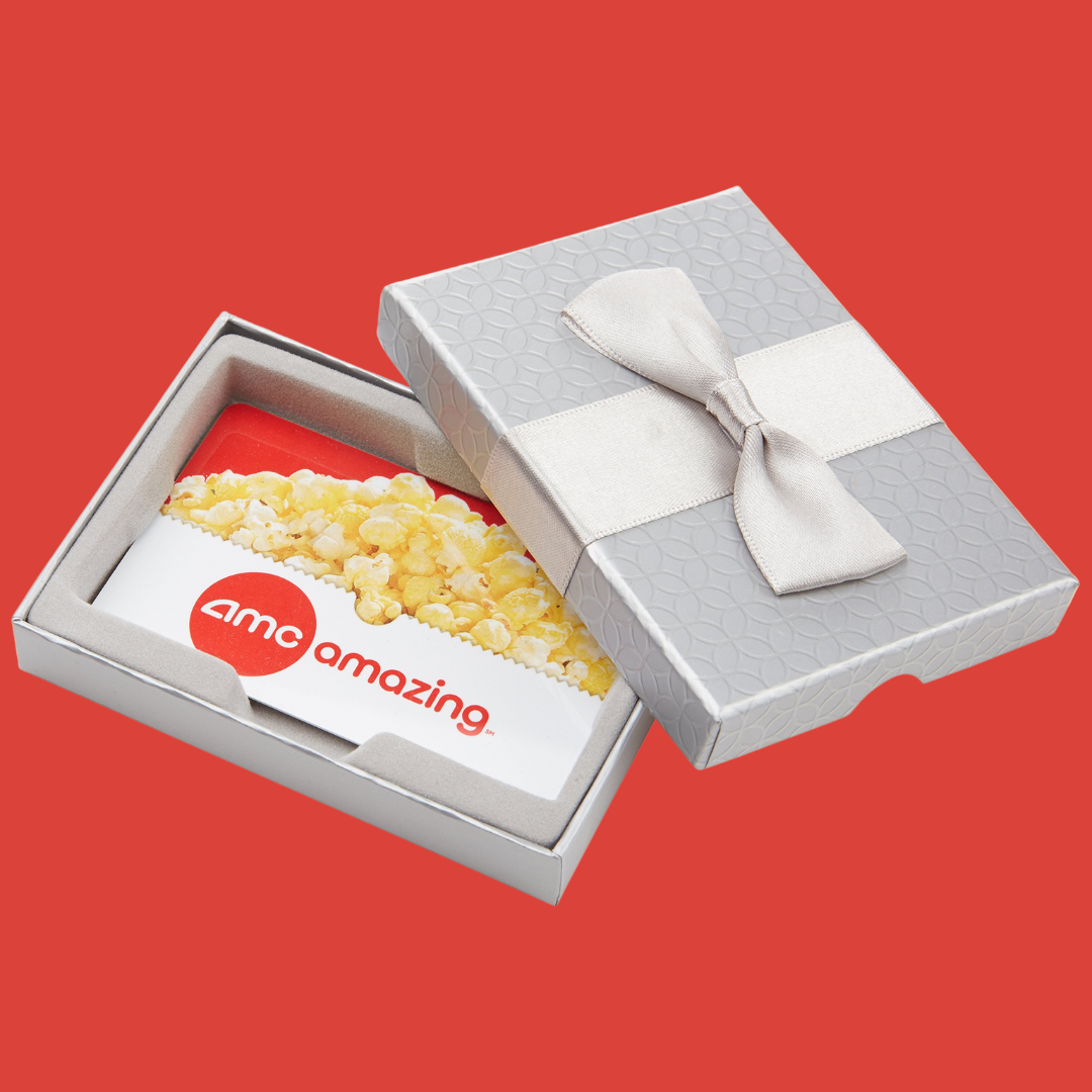 AMC THEATRES A gift box with an AMC gift card in it