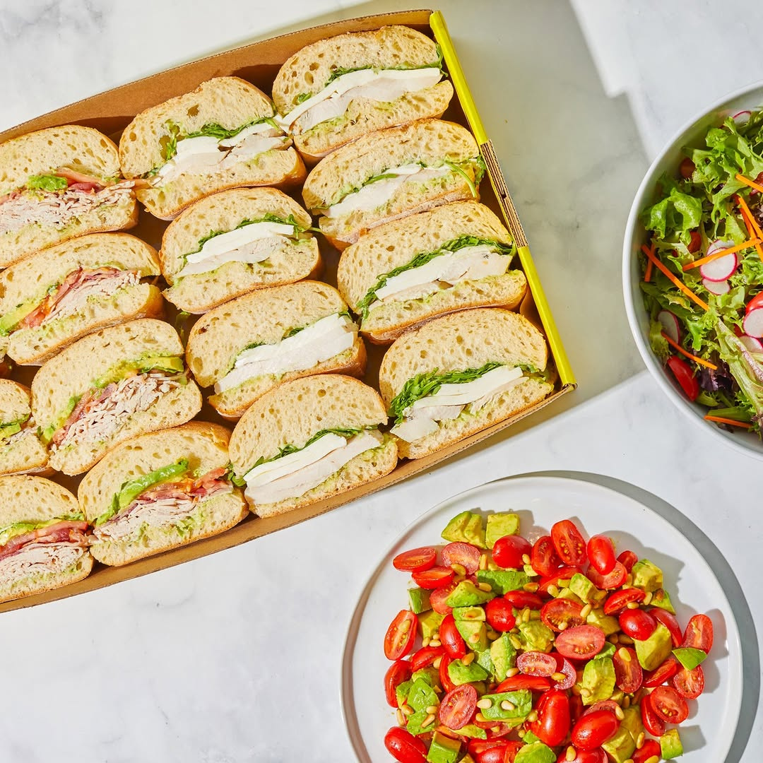 Lemonade_ Lemonade caprese sandwich, pepper salad, and salad