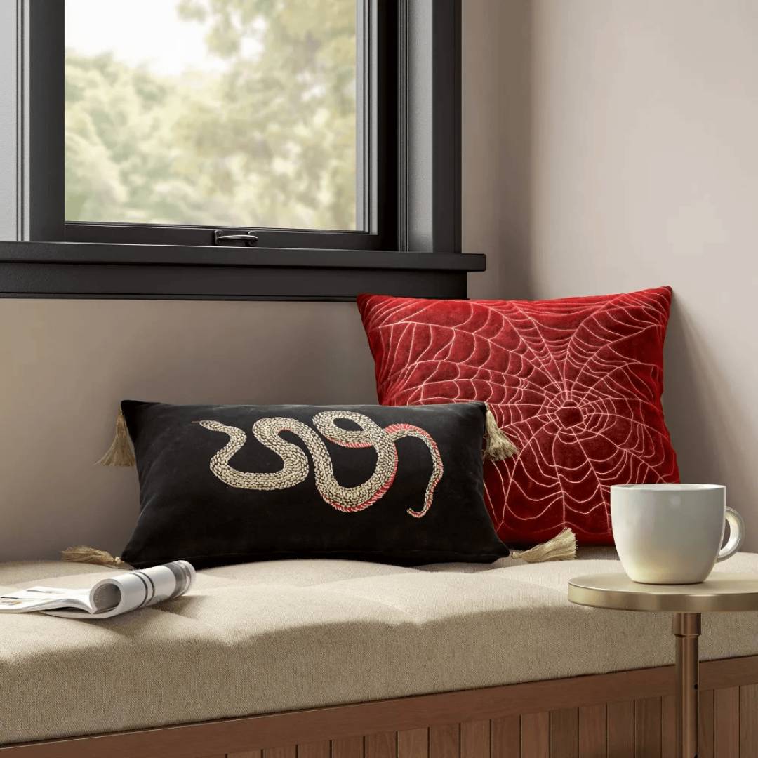 decorator pillows and coffee mug from Target